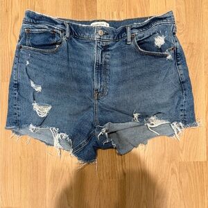 Abercrombie High Rise Mom Distressed Denim Shorts